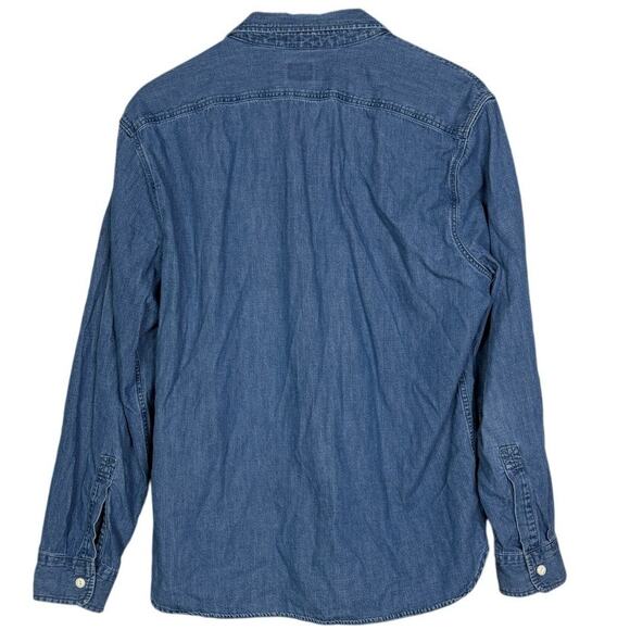 J. Crew Mens Slim Untucked Chambray Long Sleeve Denim Button Down Shirt L Blue - Picture 11 of 16